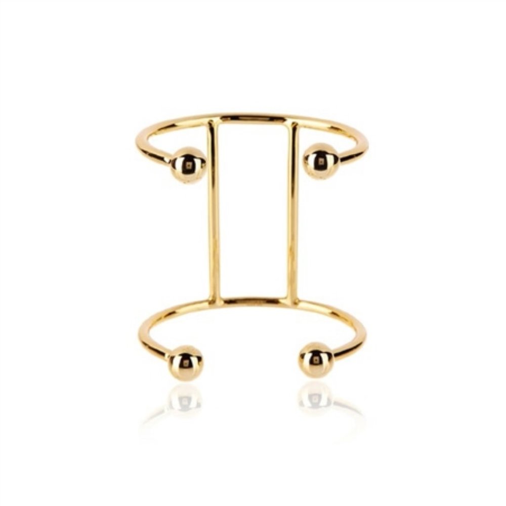 Luv Aj The Double Barbell 14K Gold Cuff Bracelet
